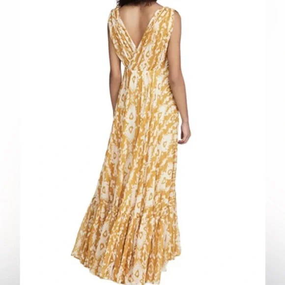 Mes Demoiselles Samarcande Cotton Tribal Pleated Sleeveless V-Neck Maxi Dress - Picture 3 of 5
